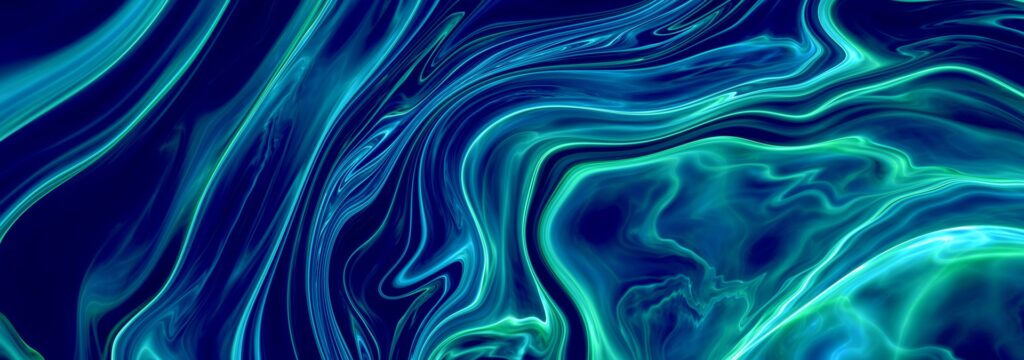 Abstrakter psychedelischer verflüssigter Hintergrund mit Aqua-Öl-Farben in Blautönen gemalt.