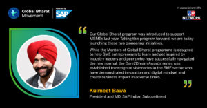 Kulmeet Bawa, President and MD, SAP India. Dare2Dream Awards and Mentors of Global Bharat