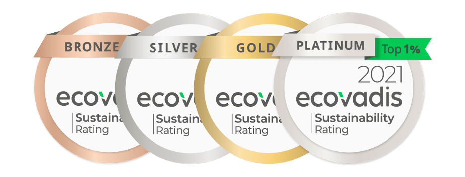ESG 경영 등급을 표시하는 에코바디스(Ecovadis) 인증마크