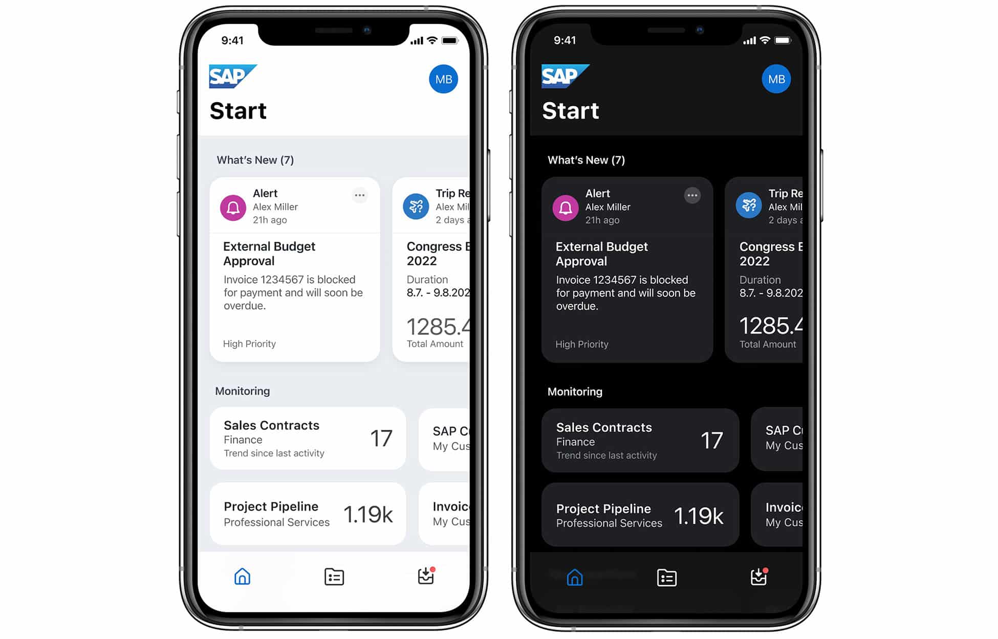Screenshots: SAP's new mobile experience