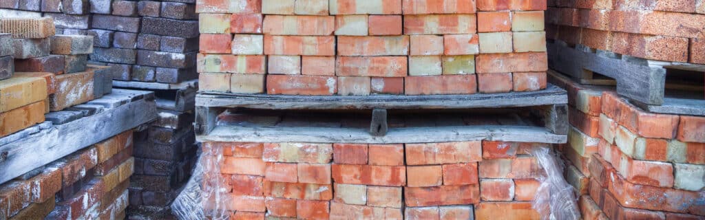 Stacked pallets of bricks