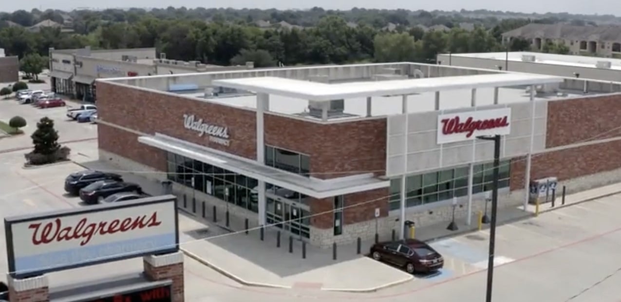 Aerial view of Walgreens store