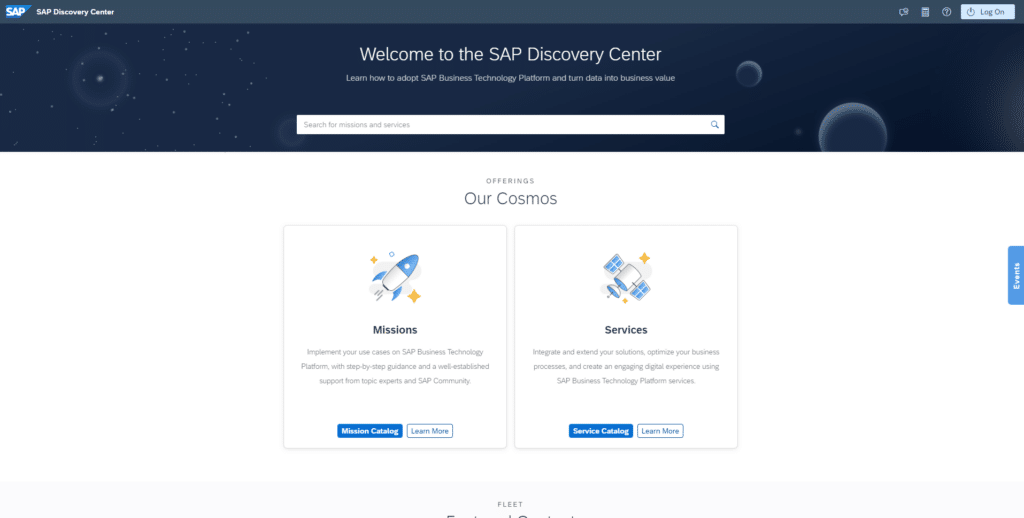 Screenshot of SAP Discovery Center