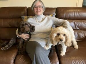 Gilly Smith with her dogs, Muffin and Biscuit