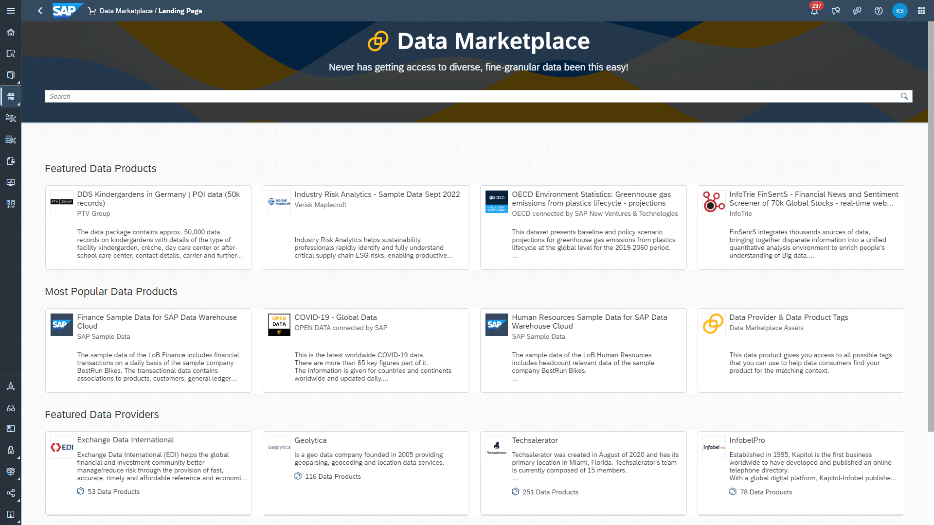 Mercado de datos de SAP Datasphere