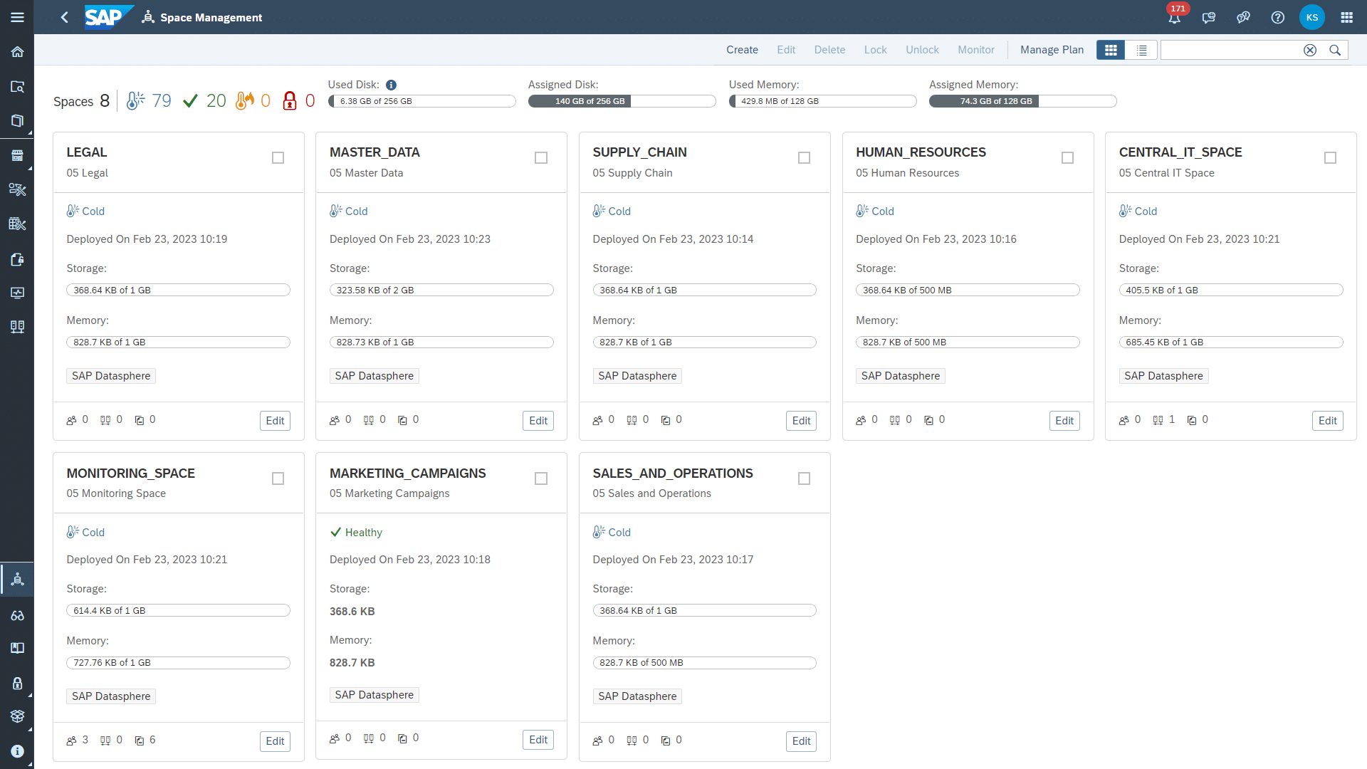 Espacios de esfera de datos de SAP