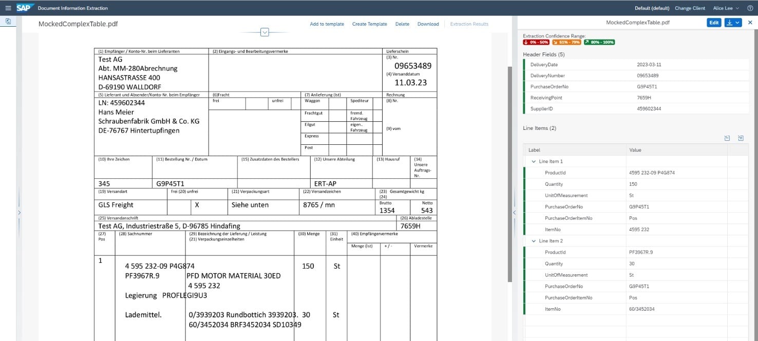 Screenshot: Document Processing in SAP Transportation Management