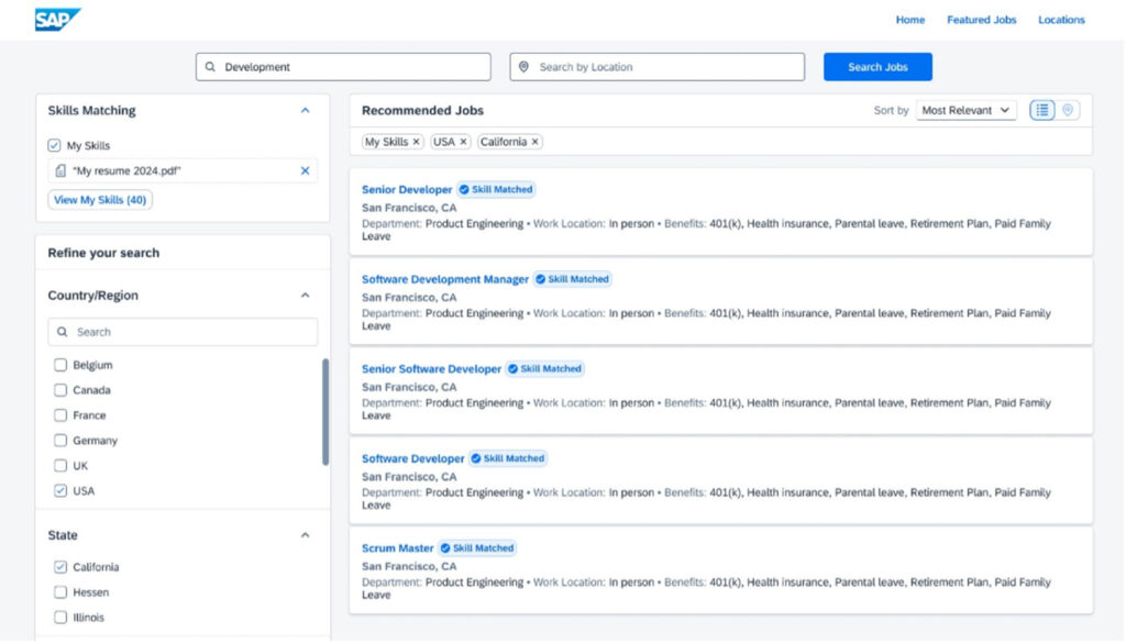 Screenshot showing AI-assisted job recommendations for candidates