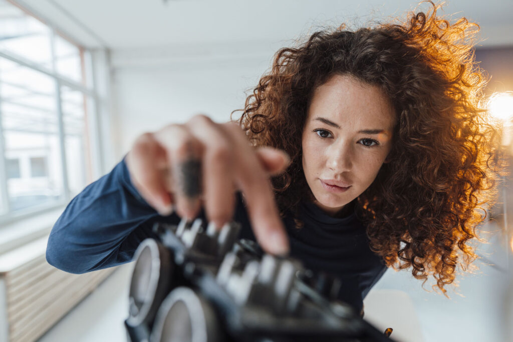 Engineer working with equipment