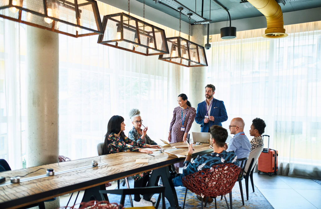 Business colleagues at meeting table