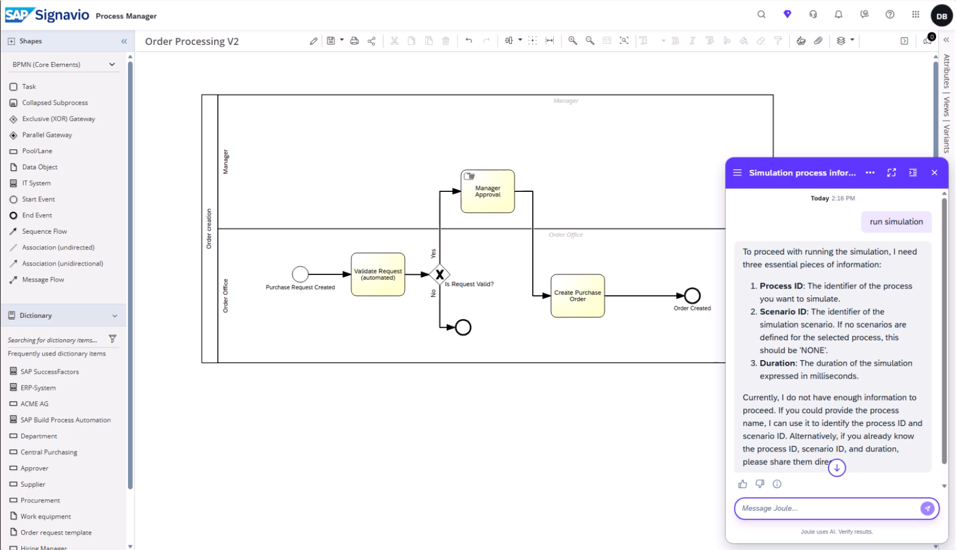 AI-assisted BPMN simulation insights