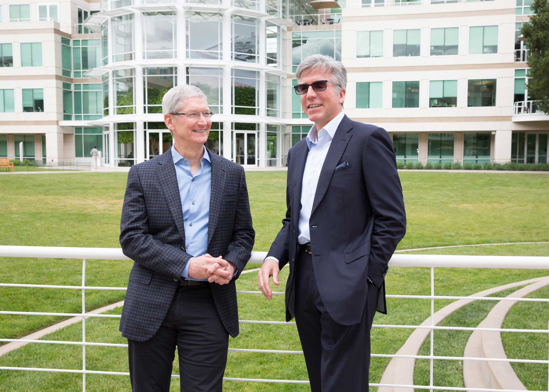 Apple CEO Tim Cook and SAP CEO Bill McDermott meet at Apple's campus in Cupertino to announce a new partnership to revolutionize work on iPhone and iPad. Courtesy of Apple/Roy Zipstein