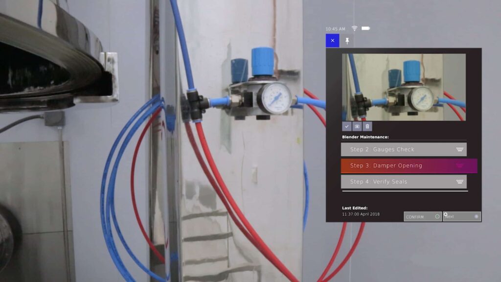 First-person view of work instructions through DAQRI Smart Glasses.