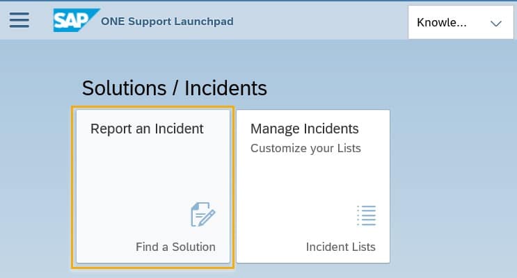 Screenshot: Report an incident tile